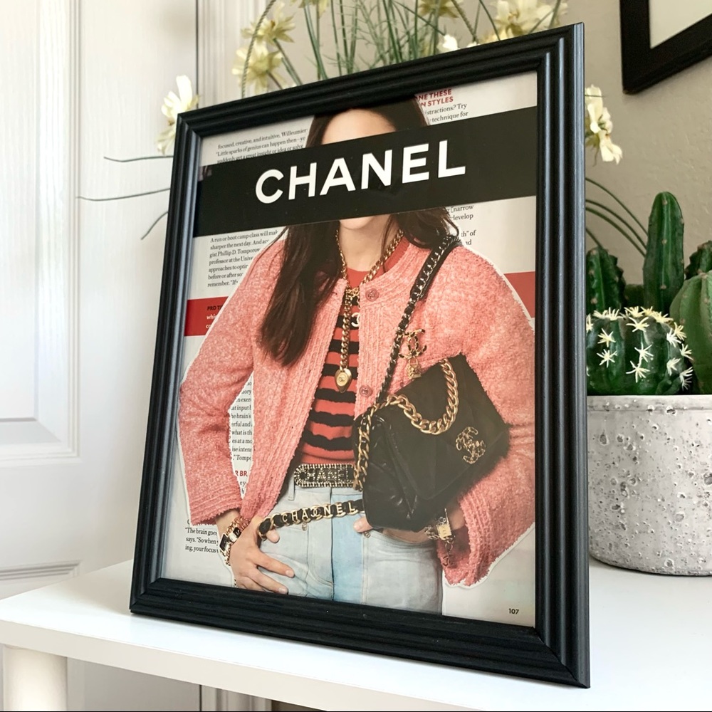 Chanel Pink Tweed Fashion Wall Art Designer Collage Chic Glam Decor